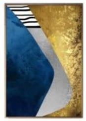 Box Frame Canvas Print - Abstract Gold/Blue (Black frame)