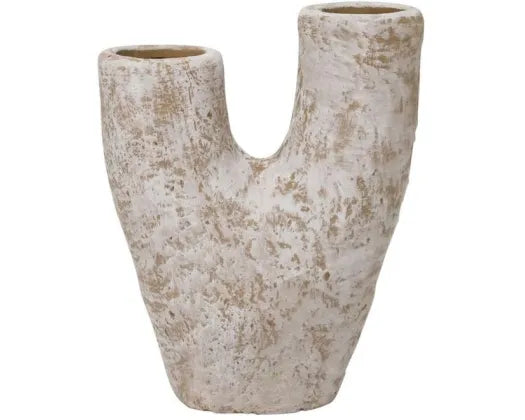 31CM LIMA CERAMIC VASE - DISTRESS WHITE