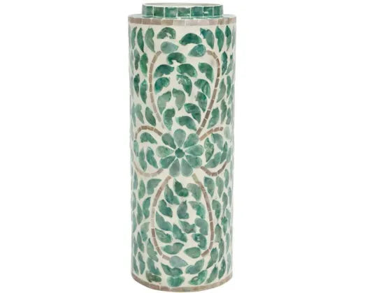 Bella Capiz Shell Vase - White & Turquoise