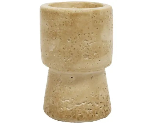 9CM TRAVERTINE LOOK CANDLE HOLDER - WHITE