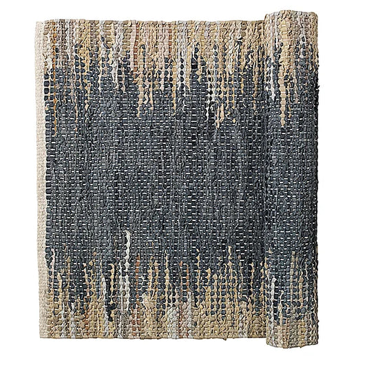 Broste Copenhagen Rug Weave Dark Grey/Natural Leather + Cotton