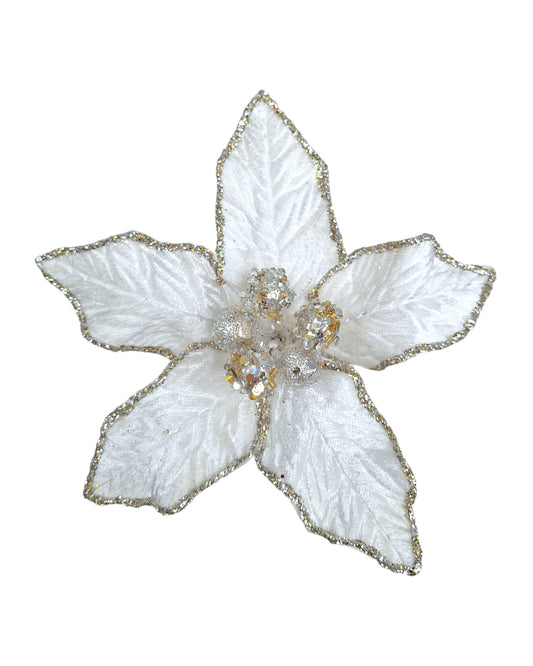 Small Jewelled Poinsettia - Cream