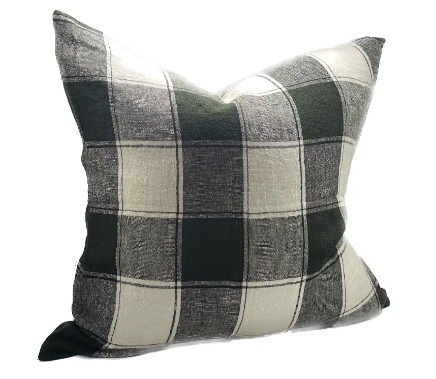 LINEN CUSHION COVER - DARK GREEN