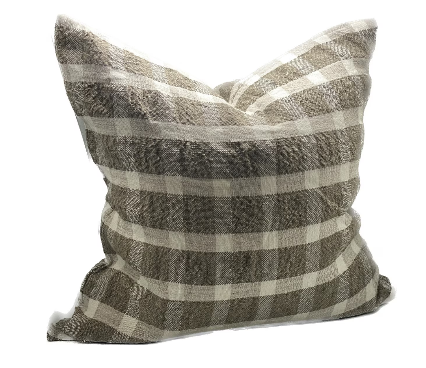 LINEN CHESS CUSHION COVER - NATURAL