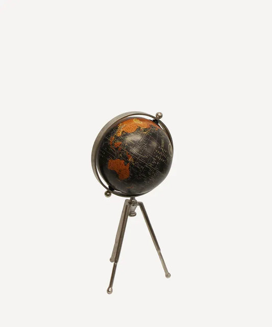 Small black globe on stem tripod stand