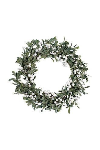 Frosted Mistletoe Wreath White Berry