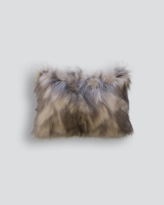 Heirloom Faux Fur Feather Cushion (backed with plush velour) - Mountain Hare 30x45cm