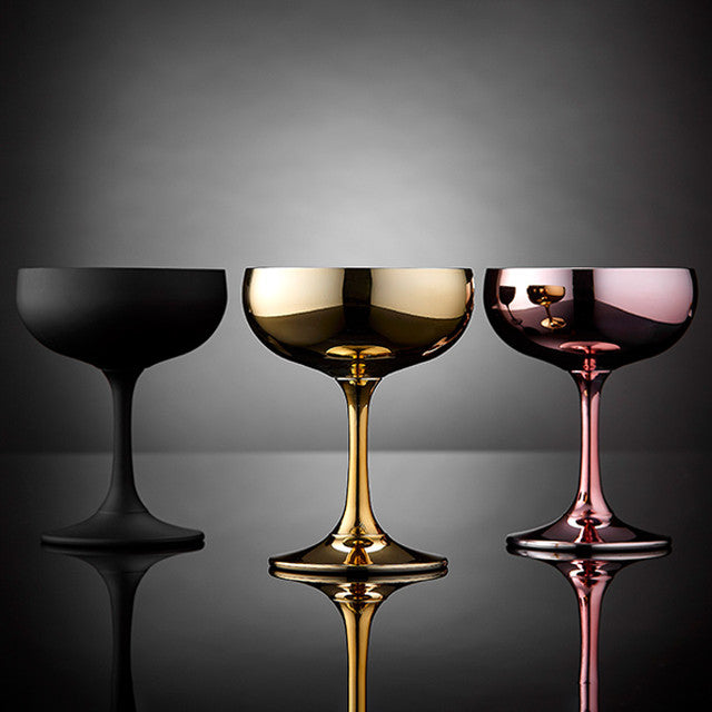 Aurora Matte Black Coupe Glass Set of 2