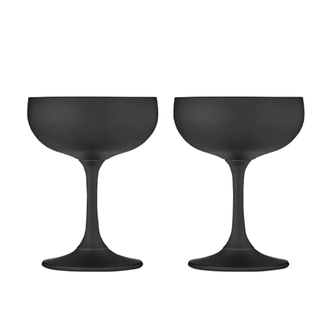 Aurora Matte Black Coupe Glass Set of 2