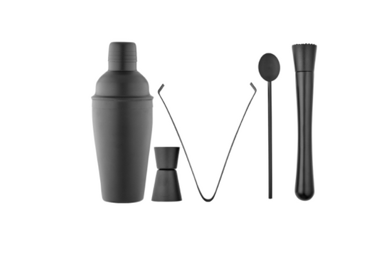 Aurora Matte Black 5pc Cocktail Set