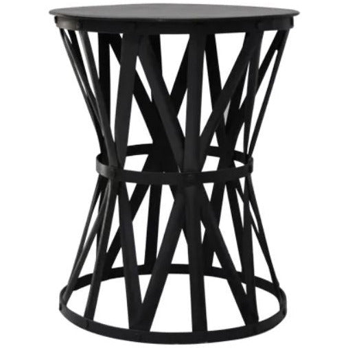 Black Iron Drum side table