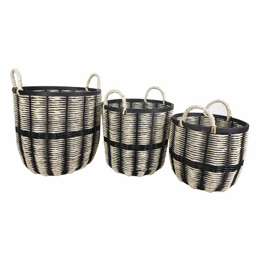 Ballito Black and Natural Rattan Baskets